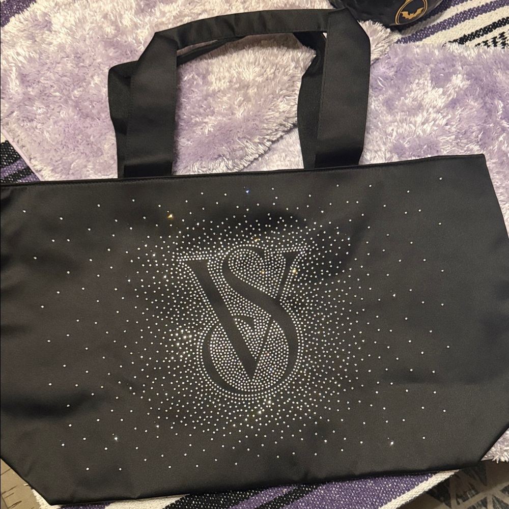 Victoria's Secret Black Tote with Silver Accents NWOT